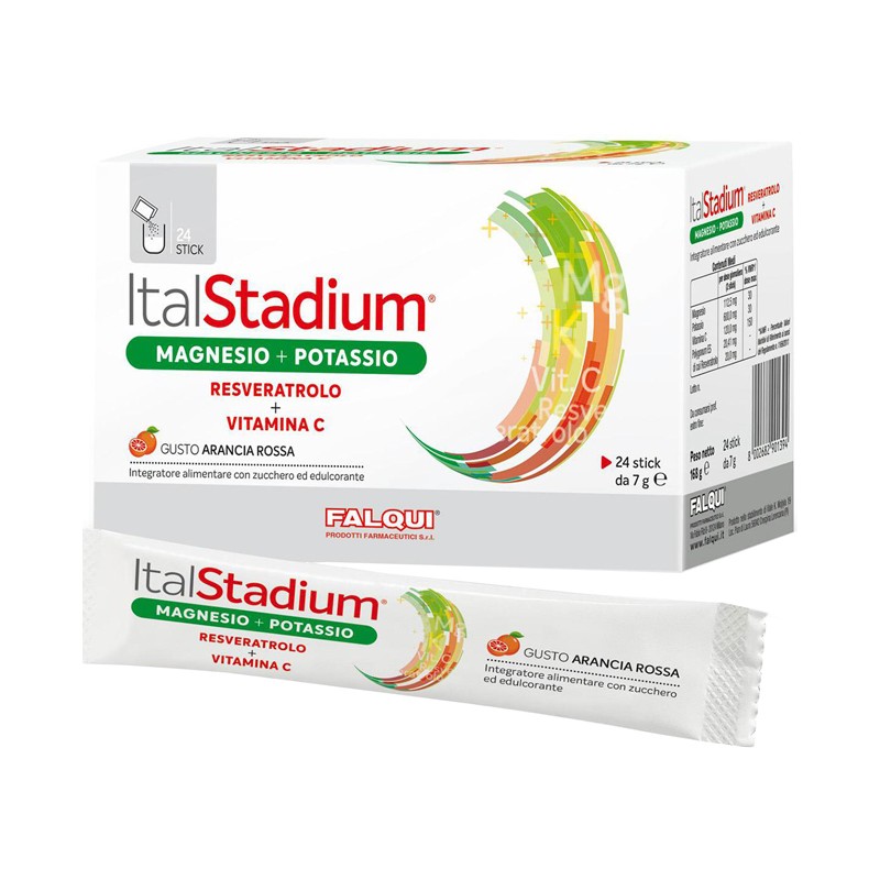 Falqui Prodotti Farmac. Italstadium Magnesio Potassio Resveratolo Vitamina C Arancia Rossa 24 Stick