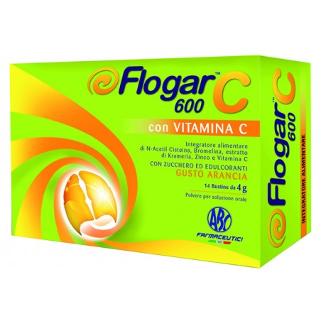 Abc Farmaceutici Flogar C 600 Con Vitamina C 14 Bustine Gusto Arancia