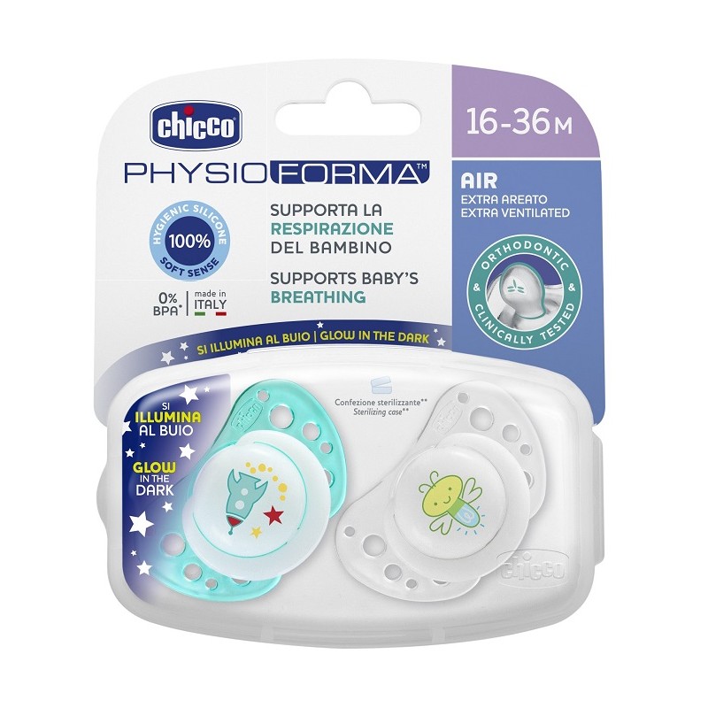 Chicco Succhietto Air Lumi In Silicone 16-36 Mesi 2 Pezzi