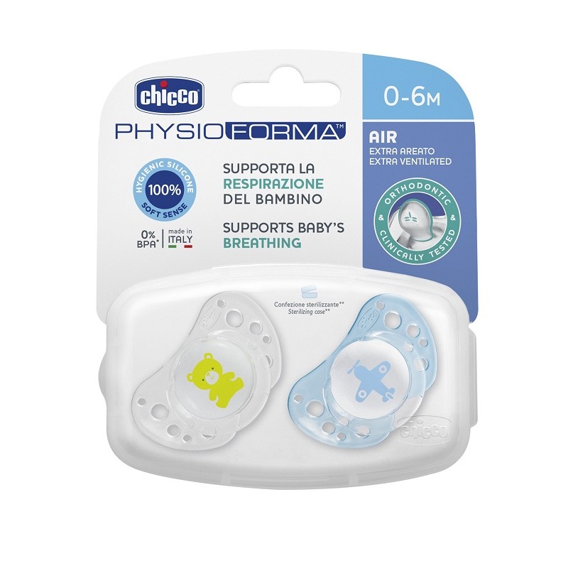 Chicco Succhicco Air Boy Silicone 0-6 Mesi 2 Pezzi