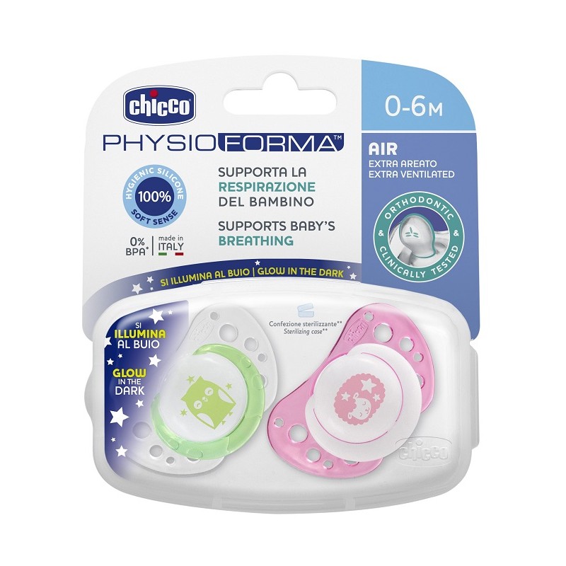 Chicco Succhicco Air Lum Silicone 0-6 Mesi 2 Pezzi