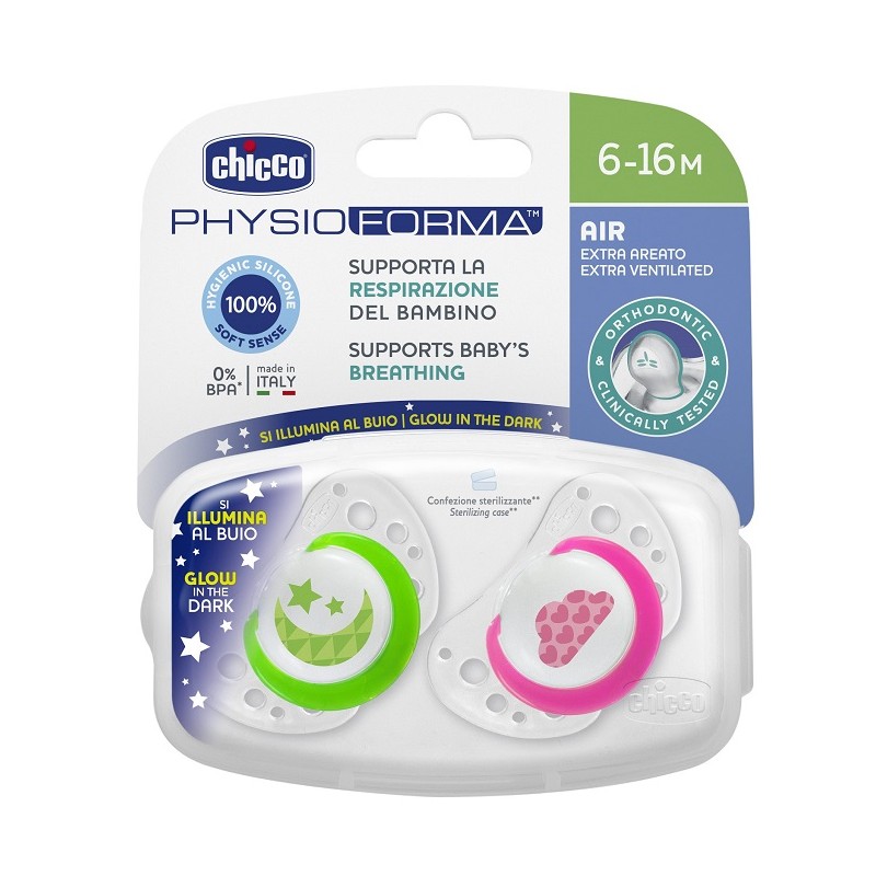 Chicco Succhietto Air Lumi In Silicone 6-16 Mesi 2 Pezzi