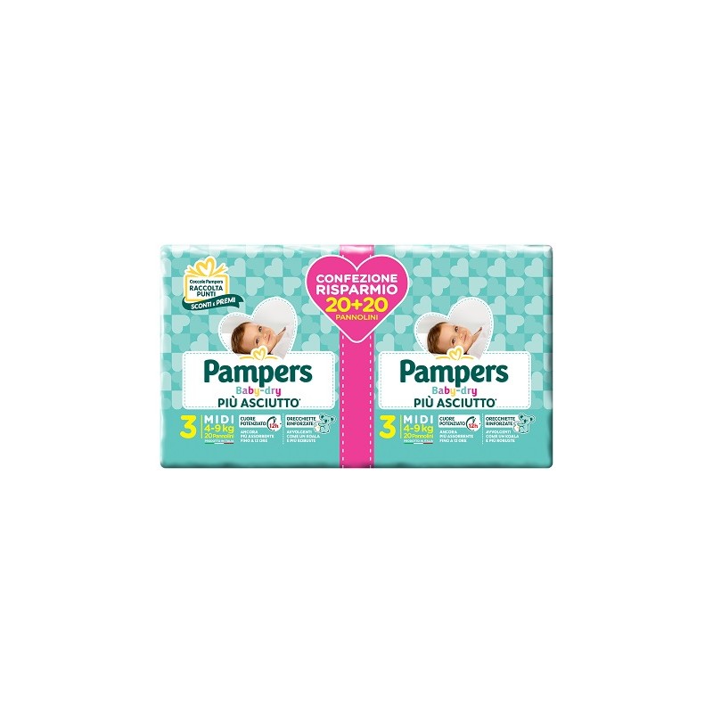 Fater Pampers Baby Dry Duo Downcount Midi 40 Pezzi