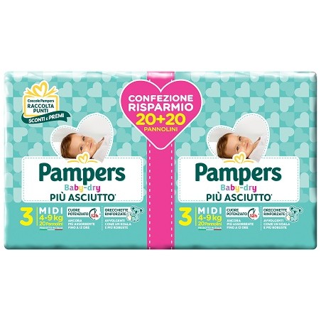 Fater Pampers Baby Dry Duo Downcount Midi 40 Pezzi