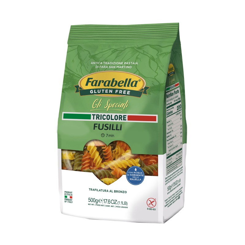 Bioalimenta Farabella Fusilli Tricolore 500 G