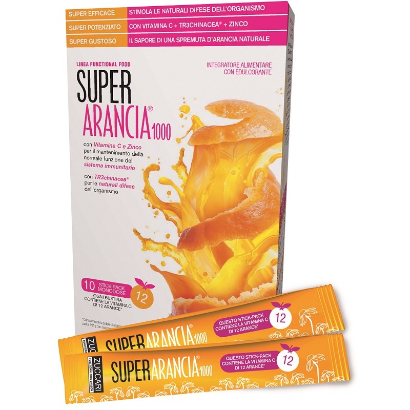 Zuccari Super Arancia 1000 10 Stick Pack Monodose Da 3,7g Integratore Alimentare Con Edulcorante