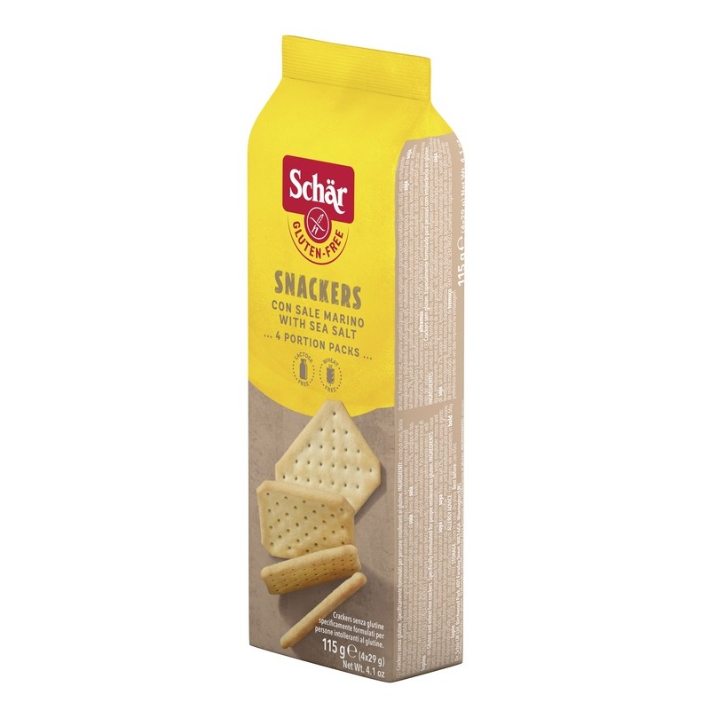 Dr. Schar Schar Snackers Crackers Con Sale Marino Senza Lattosio 4 Porzioni Da 29 G