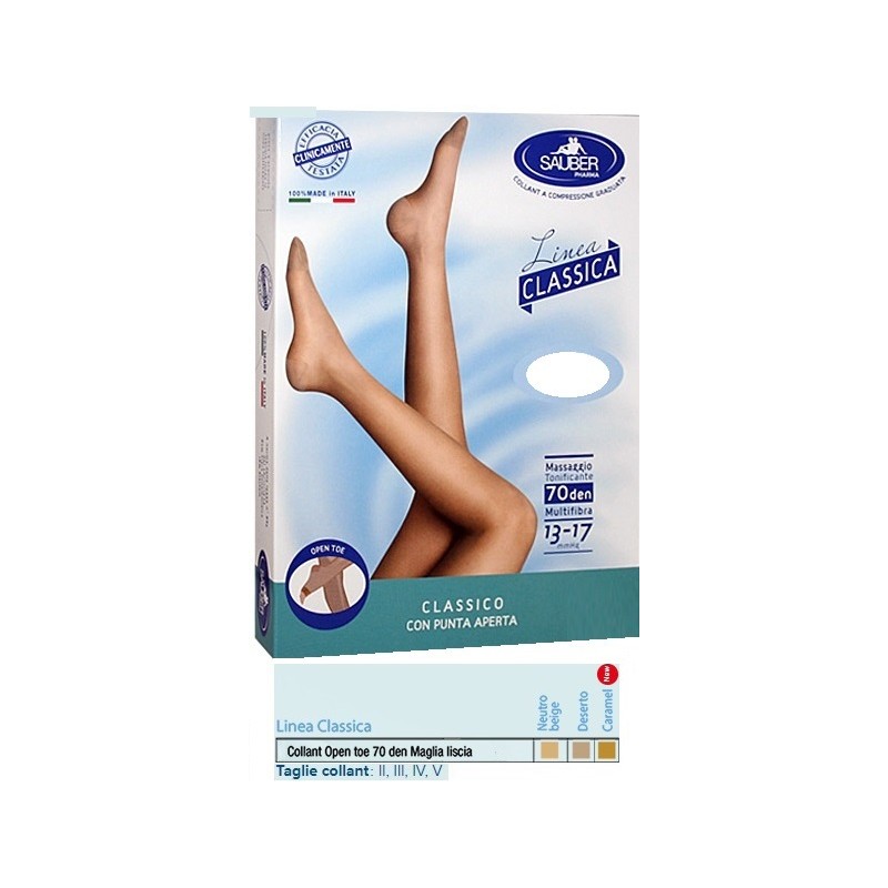 Desa Pharma Sauber Collant Open Toe Maglia Liscia 70 Den Colore Neutro Beige Taglia 3 Linea Classica