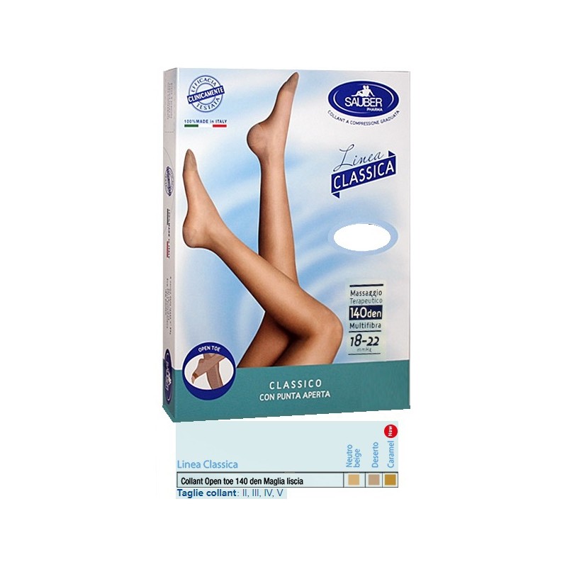 Desa Pharma Sauber Collant Open Toe Maglia Liscia 140 Den Colore Neutro Beige Taglia 2 Linea Classica