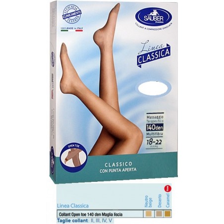 Desa Pharma Sauber Collant Open Toe Maglia Liscia 140 Den Colore Neutro Beige Taglia 3 Linea Classica