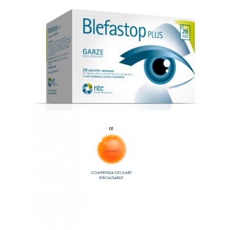 Ntc Italia Blefastop Plus Garza In Cotone Piegata Con Filo Di Bario 28 Salviette Monouso + 1 Compressa Oculare Riscaldabile