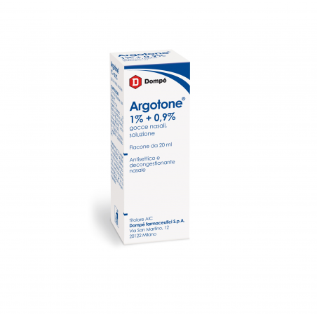 Dompe' Farmaceutici Argotone 1%/0,9% Gocce Nasali, Soluzione Argento Vitellinato/efedrina Cloridrato