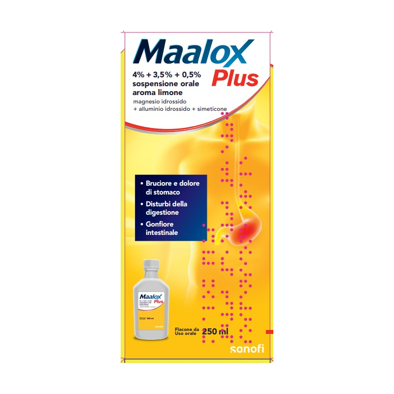 Opella Healthcare Italy Maalox Plus 4% + 3,5% + 0,5% Sospensione Orale Aroma Limone Magnesio Idrossido + Alluminio Idrossido + S