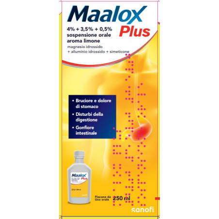 Opella Healthcare Italy Maalox Plus 4% + 3,5% + 0,5% Sospensione Orale Aroma Limone Magnesio Idrossido + Alluminio Idrossido + S