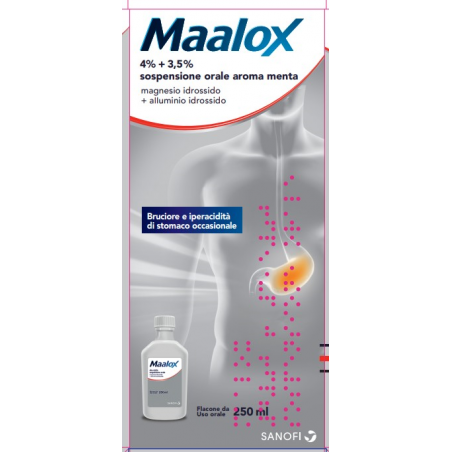 Opella Healthcare Italy Maalox 4% + 3,5% Sospensione Orale Aroma Menta Magnesio Idrossido + Alluminio Idrossido