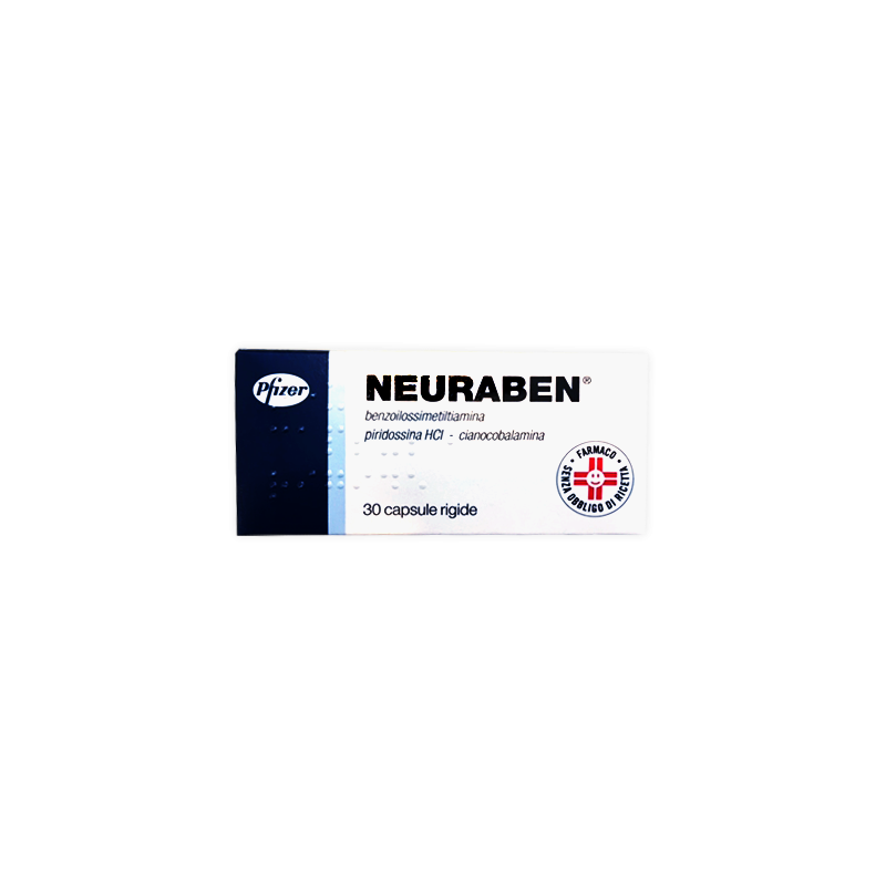 Pfizer Italia Neuraben 100 Mg + 150 Mg + 500 Mcg Capsule Rigide Benzoilossimetiltiamina, Piridossina Cloridrato, Cianocobalamina