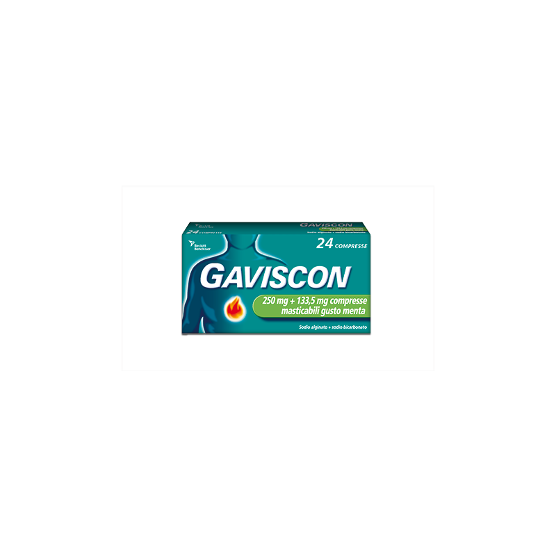 Gaviscon 250 Mg + 133,5 Mg 24 Compresse Masticabili Gusto Menta