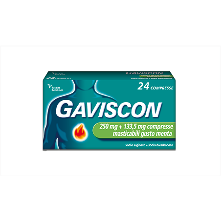 Gaviscon 250 Mg + 133,5 Mg 24 Compresse Masticabili Gusto Menta