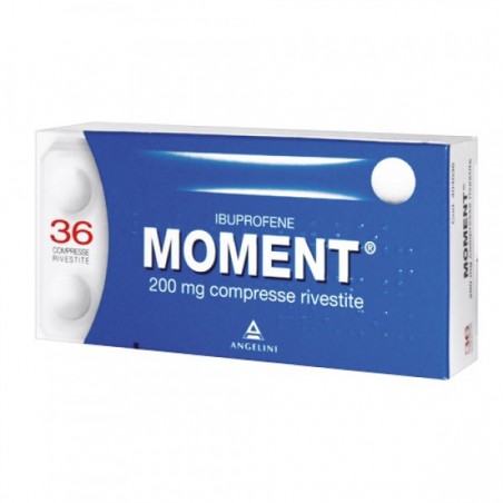 Blister da 36 compresse rivestite di Moment 200 mg della Angelini Pharma