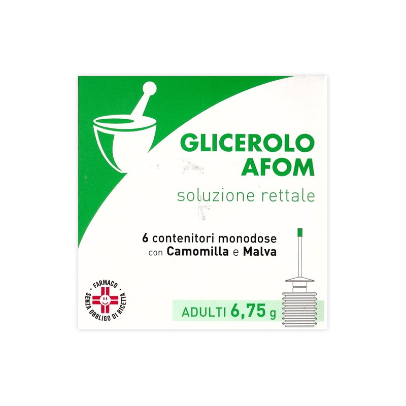 Aeffe Farmaceutici Glicerolo Afom Adulti 6,75 g Soluzione Rettale-6 Contenitori Monodose Con Camomilla E Malva Glicerolo