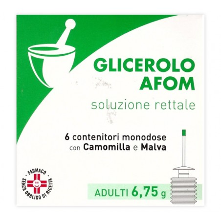 Aeffe Farmaceutici Glicerolo Afom Adulti 6,75 g Soluzione Rettale-6 Contenitori Monodose Con Camomilla E Malva Glicerolo