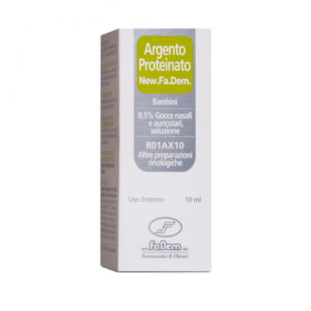 New Fa. Dem. Argento Proteinato New.fa.dem. Bambini 0,5% Gocce Nasali E Auricolari, Soluzione Argento Proteinato New.fa.dem. Adu