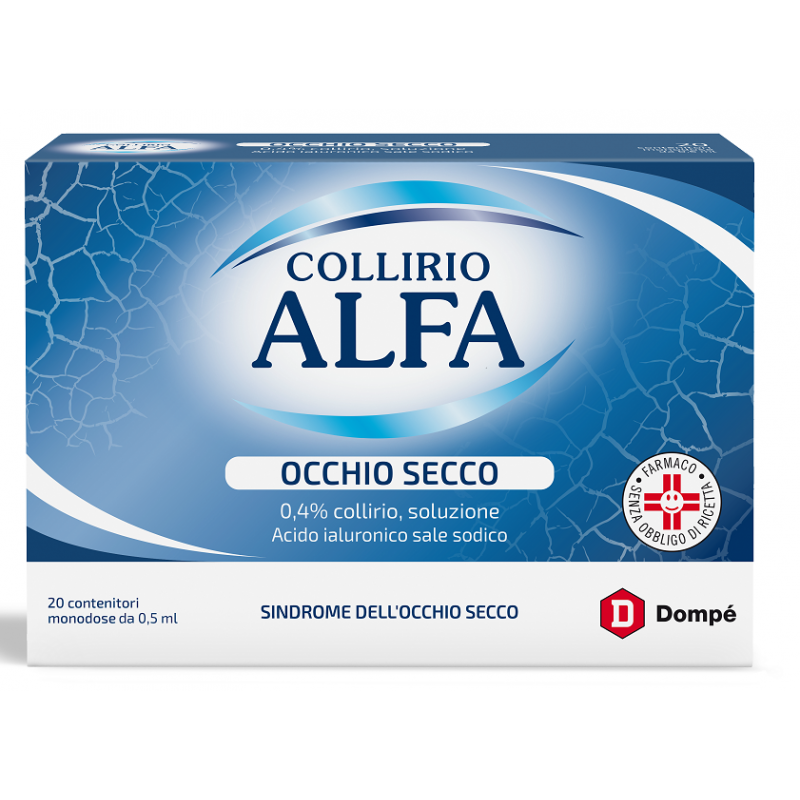 Dompe' Farmaceutici Collirio Alfa Occhio Secco 0,4% Collirio, Soluzione Acido Ialuronico Sale Sodico