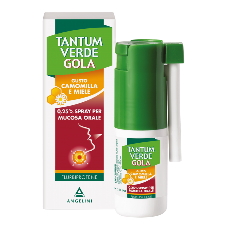 Angelini Tantum Verde Gola 0,25% Spray Per Mucosa Orale Gusto Camomilla E Miele Flurbiprofene