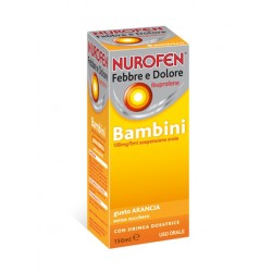 Flacone da 150 ML con Siringa Dosatrice  di Nurofen Febbre e Dolore gusto Arancia senza zucchero della Reckitt Benckiser