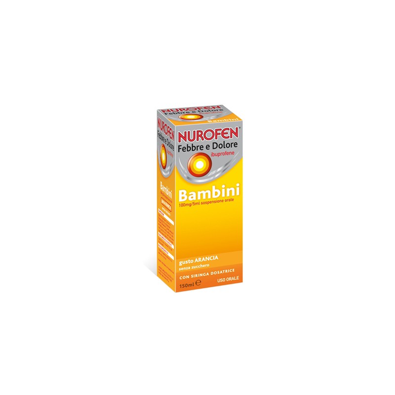 Nurofen Febbre E Dolore Bambini 100mg/5ml Sospensione Orale Gusto Arancia Senza Zucchero