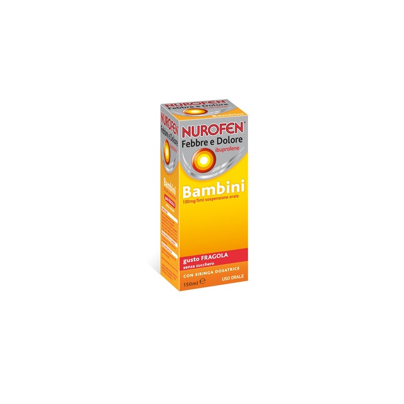 Nurofen Febbre E Dolore Bambini 100mg/5ml Sospensione Orale Gusto fragola senza zucchero