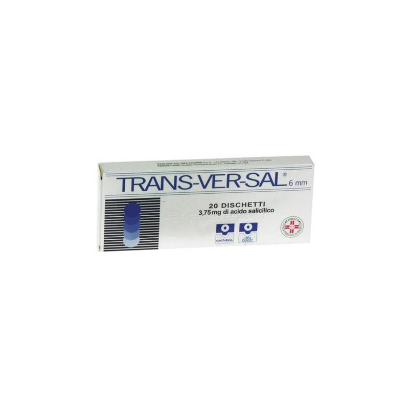 Trans-ver-sal 3,75 Mg/ 6 Mm 20 Cerotti Transdermici per verruche, calli e duroni