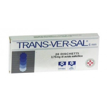 Trans-ver-sal 3,75 Mg/ 6 Mm 20 Cerotti Transdermici per verruche, calli e duroni