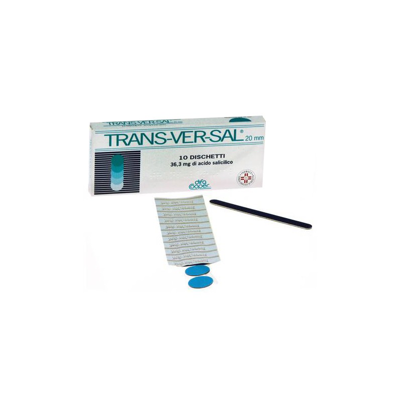 Trans-ver-sal 36,3 Mg/20 Mm 10 Cerotti Transdermici per verruche e calli