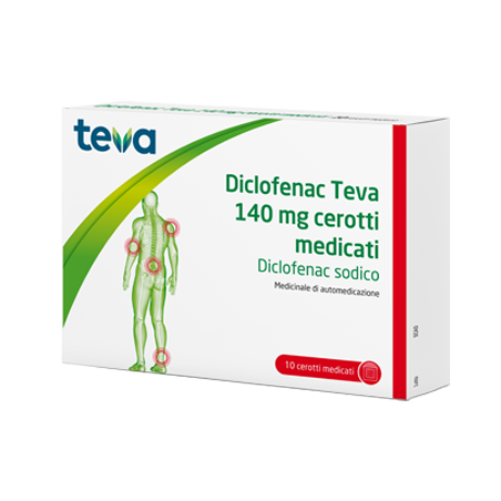 Diclofenac Teva 140 Mg 10 Cerotti Medicati per dolori muscolari