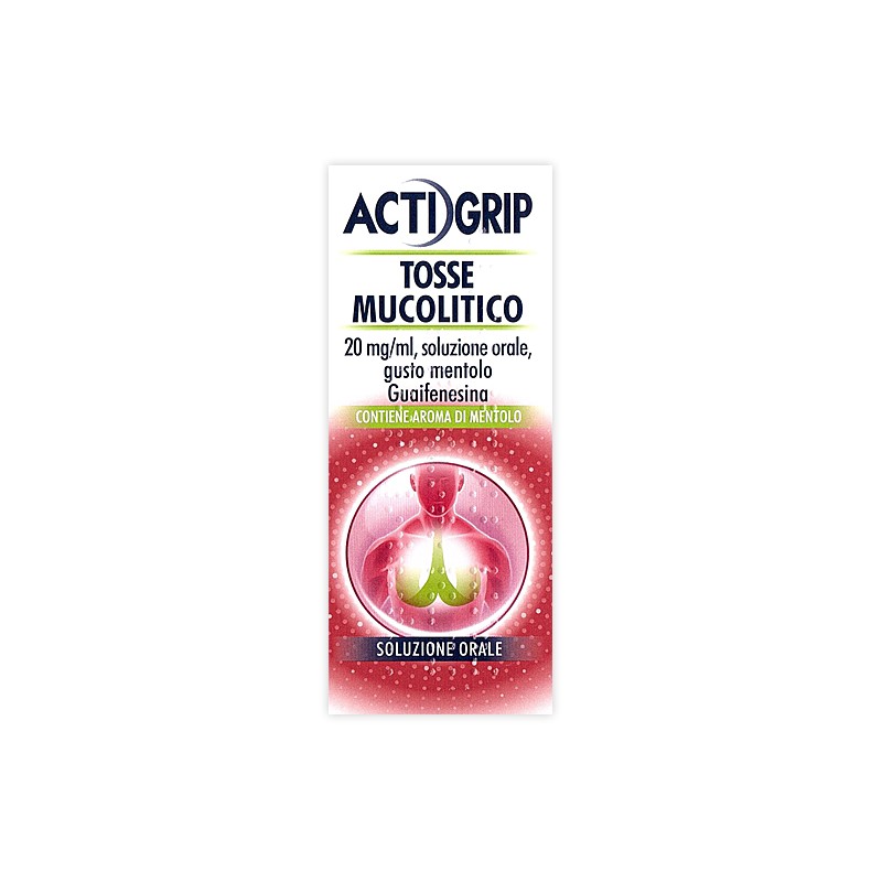 Johnson & Johnson Actigrip Tosse Mucolitico “20mg / Ml, Soluzione Orale, Gusto Mentolo” Guaifenesina