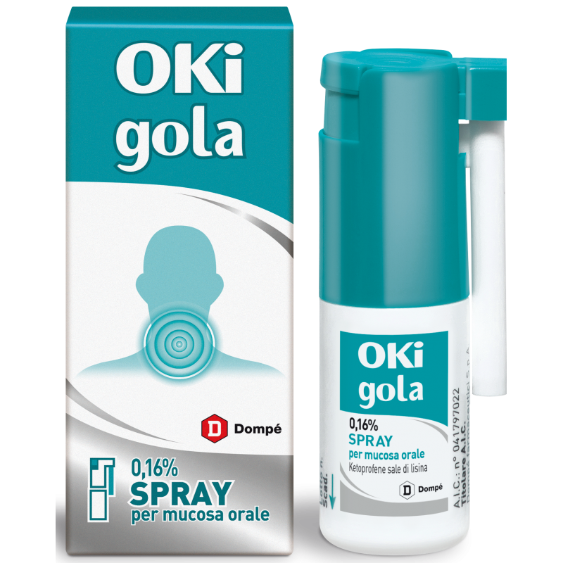 Dompe' Farmaceutici Oki Gola 0,16% Spray Per Mucosa Orale Ketoprofene Sale Di Lisina