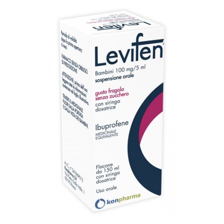 Exipharma Levifen Bambini 100mg/5ml Sospensione Orale Gusto Fragola Senza Zucchero Levifen Bambini 100mg/5ml Sospensione Orale G