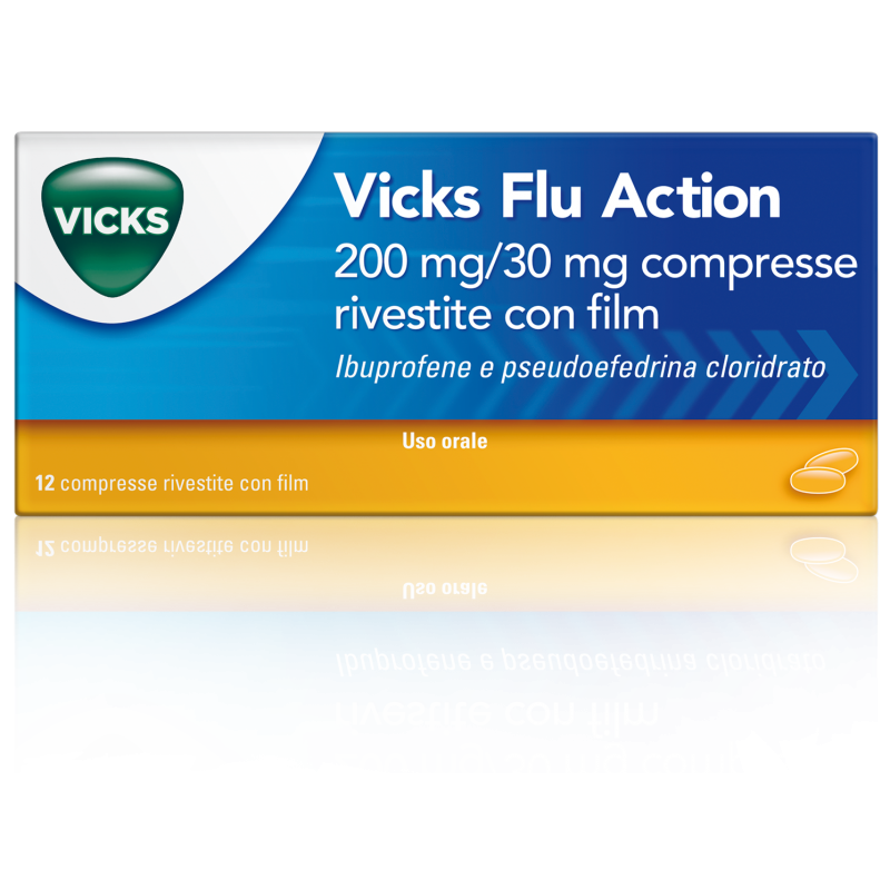 Procter & Gamble Vicks Flu Action 200 Mg/30 Mg Compresse Rivestite Con Film Ibuprofene E Pseudoefedrina Cloridrato