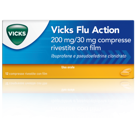 Procter & Gamble Vicks Flu Action 200 Mg/30 Mg Compresse Rivestite Con Film Ibuprofene E Pseudoefedrina Cloridrato