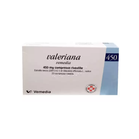 Vemedia Manufacturing B. V. Valeriana Vemedia 450 Mg Compresse Rivestite Estratto Secco Di Radice Di Valeriana Officinalis 