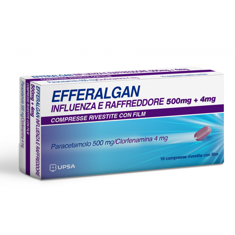 Upsa Italy Efferalgan Influenza E Raffreddore 500 Mg + 4 Mg Compresse Rivestite Con Film Paracetamolo 500 Mg/clorfenamina 4 Mg