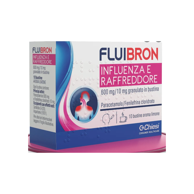 Chiesi Italia Fluibron Influenza E Raffreddore 600 Mg/10 Mg Granulato In Bustina Paracetamolo/fenilefrina Cloridrato