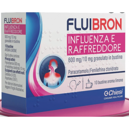 Chiesi Italia Fluibron Influenza E Raffreddore 600 Mg/10 Mg Granulato In Bustina Paracetamolo/fenilefrina Cloridrato