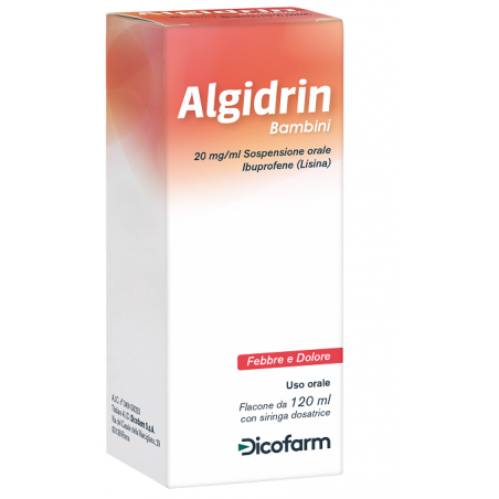 Algidrin per il trattamento sintomatico della febbre per bambini 120ml/mg + Siringa 5ml