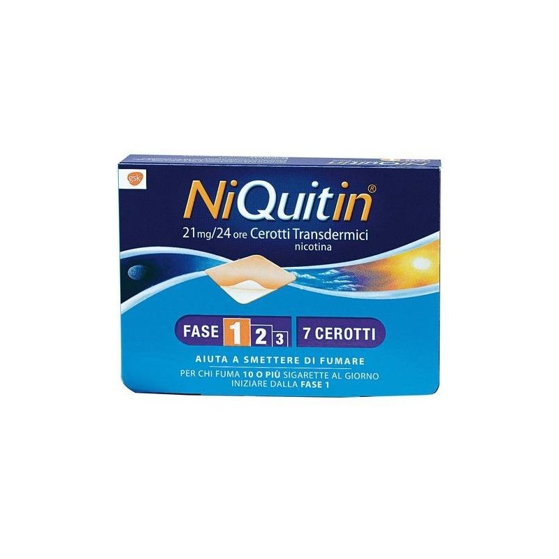 Niquitin Cerotti Transdermici Trasparenti Nicotina 21 Mg/24 Ore 7 cerotti