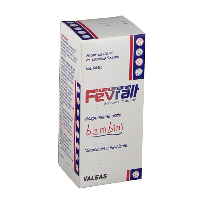 Valeas Ind. Chim. Farmac. Fevralt Bambini 100 Mg/5 Ml Sospensione Orale Medicinale Equivalente Ibuprofene