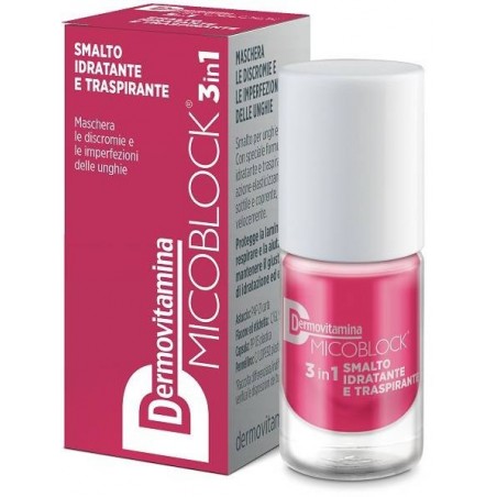 Pasquali Dermovitamina Micoblock 3in1 Smalto Idratante Traspirante Rosa Geranio 5 Ml