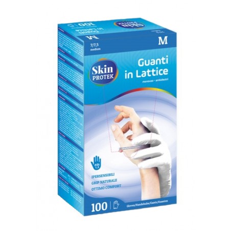 Bericah Guanto Non Chirurgico Monouso In Lattice Con Amido Di Mais Skin Protek Ambidestro Polsino Salvastrappo Misura Medium