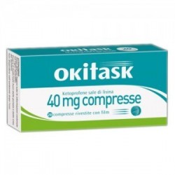 Blister da 20 compresse rivestite con film di Okitask 40 mg della Dompè Farmaceutici